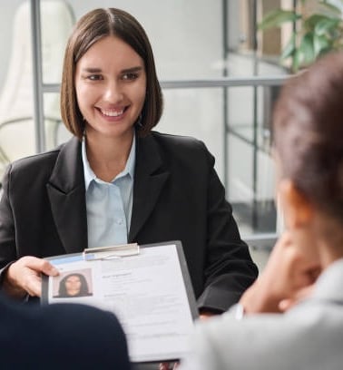 Visa consultant meeting clients application success photo