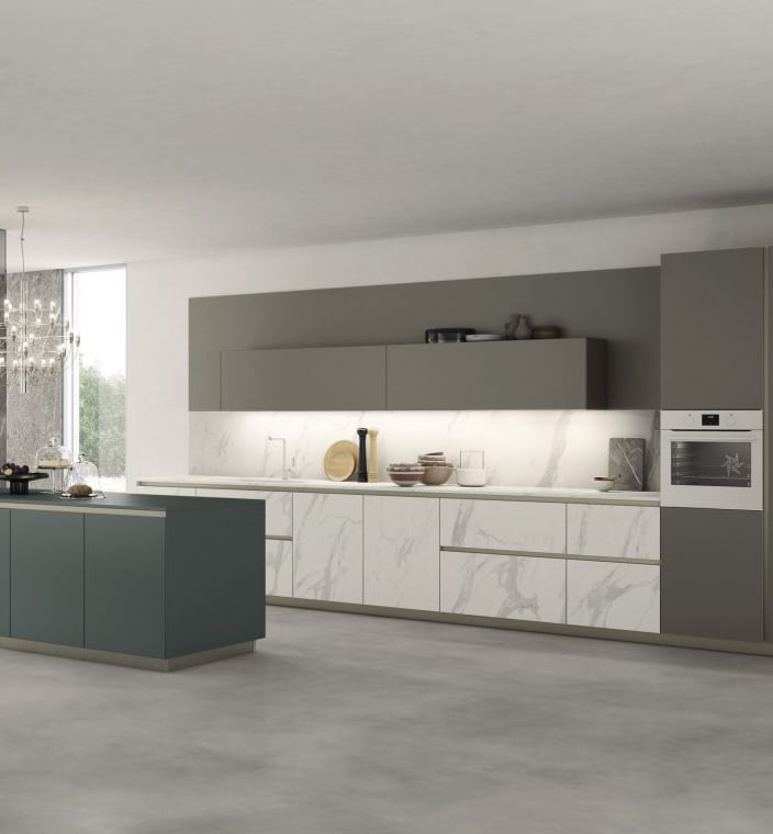 cucina moderna effetto marmo