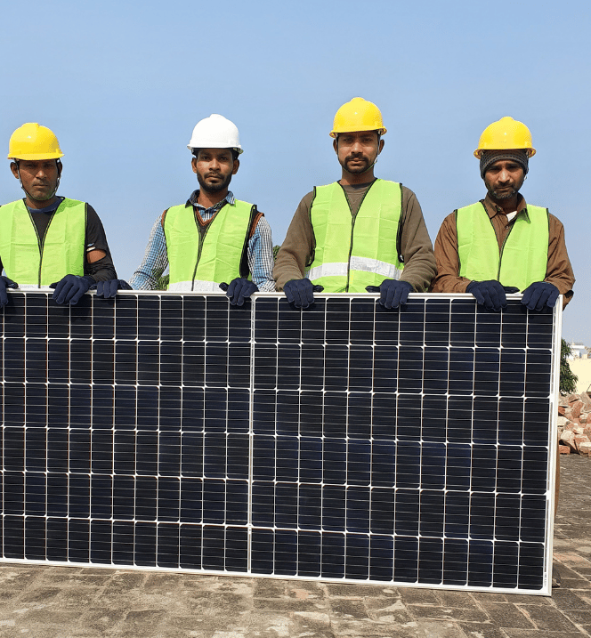 Gavi Infra solar EPC team showcasing rooftop solar installation under smart city infrastructure proj