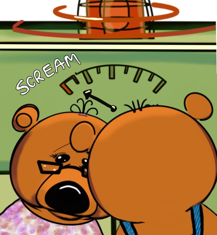 the teddy machine is about to scream