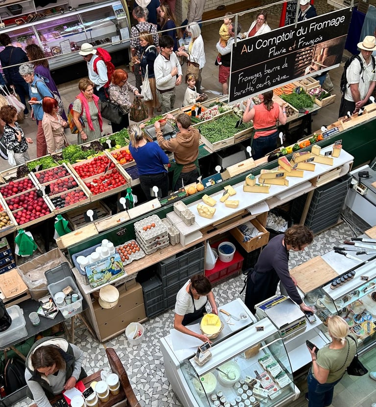 De versmarkt in Granville op zaterdag.