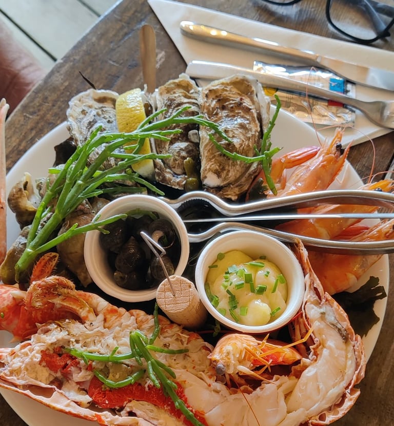 Fruits de mer bij La Vieille Digue.