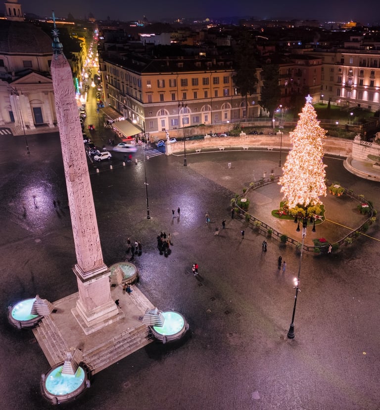 Piazza del popolo nelle festività natalizie - Roma