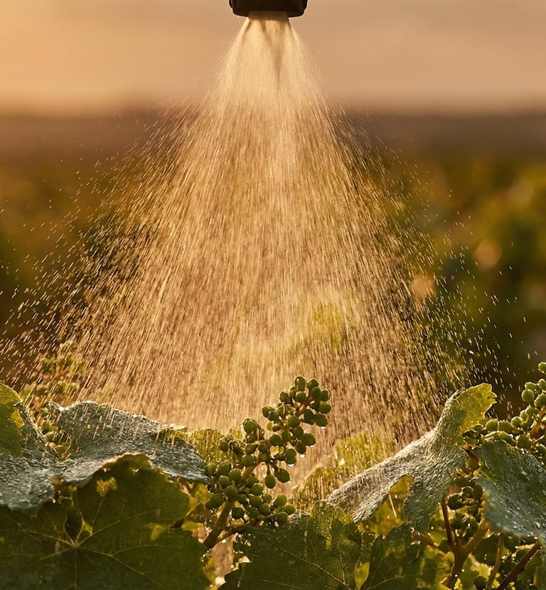 KWRYO, fumigación con dron a viñedo