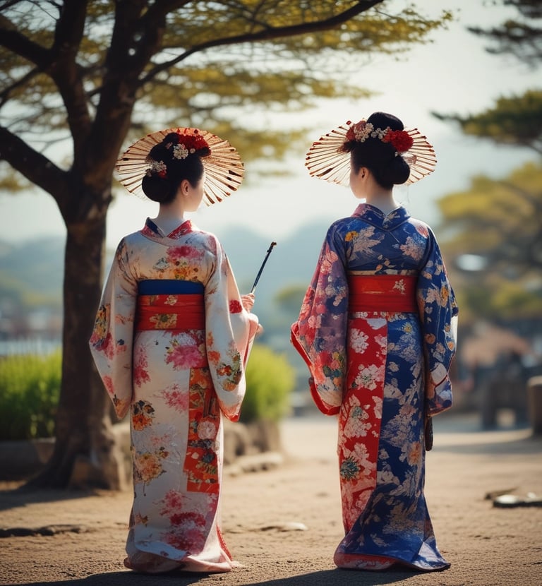 woman in pink kimono holding umbrella