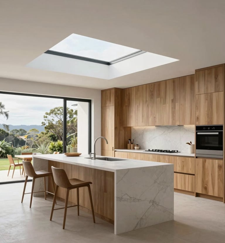 Spacious kitchen featuring sleek countertops and stainless steel appliances.