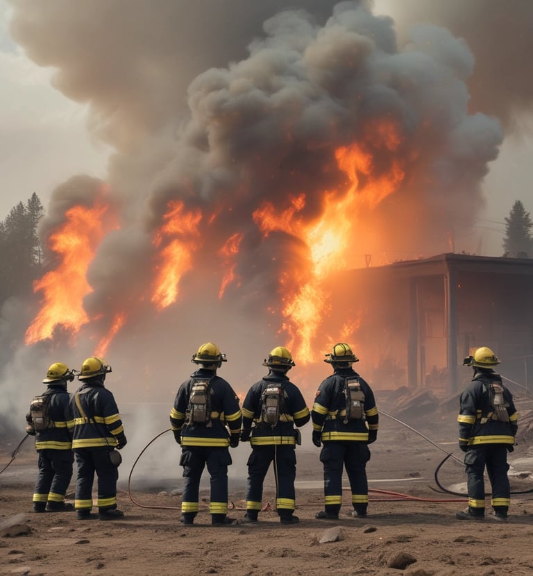 A vintage fire truck with shiny chrome details in front of a modern fire station.