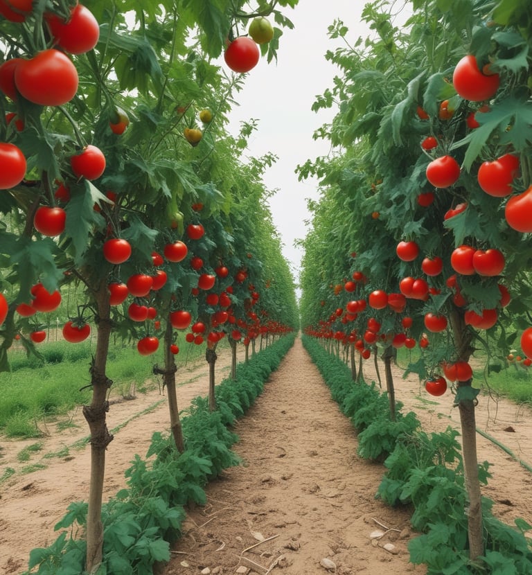 Farmers smiling together in a lush green field holding baskets of produce.