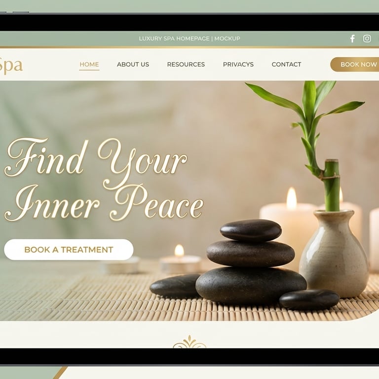 a tablet screen displaying a website page with a spa treatment