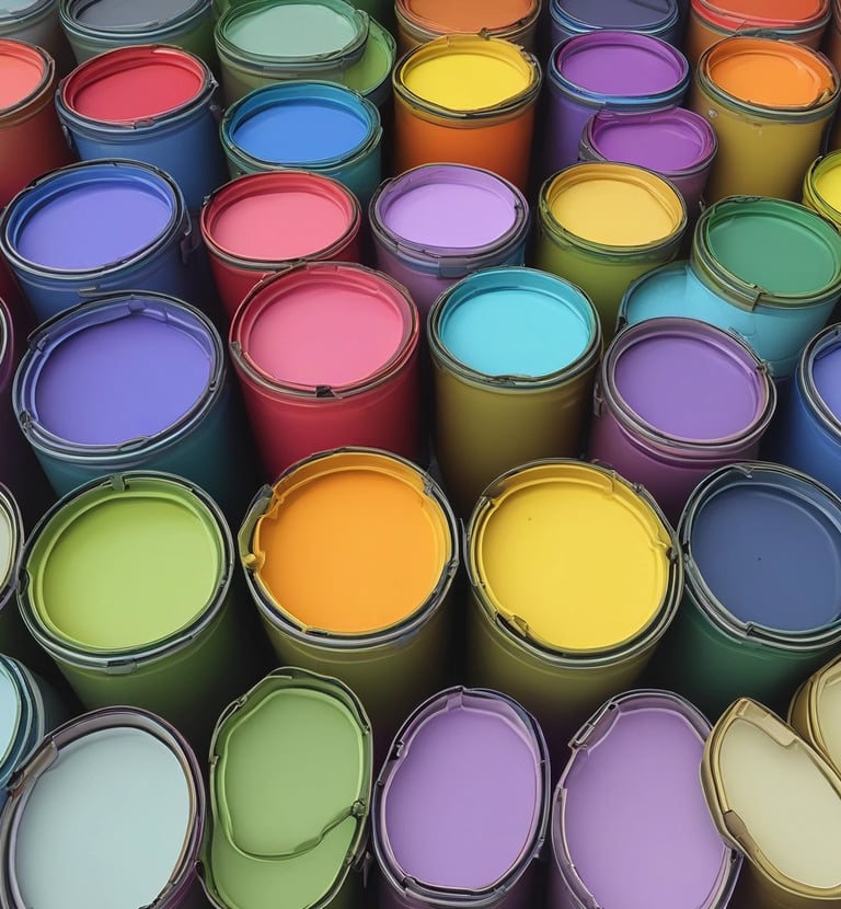 A vibrant color palette used in a home project.