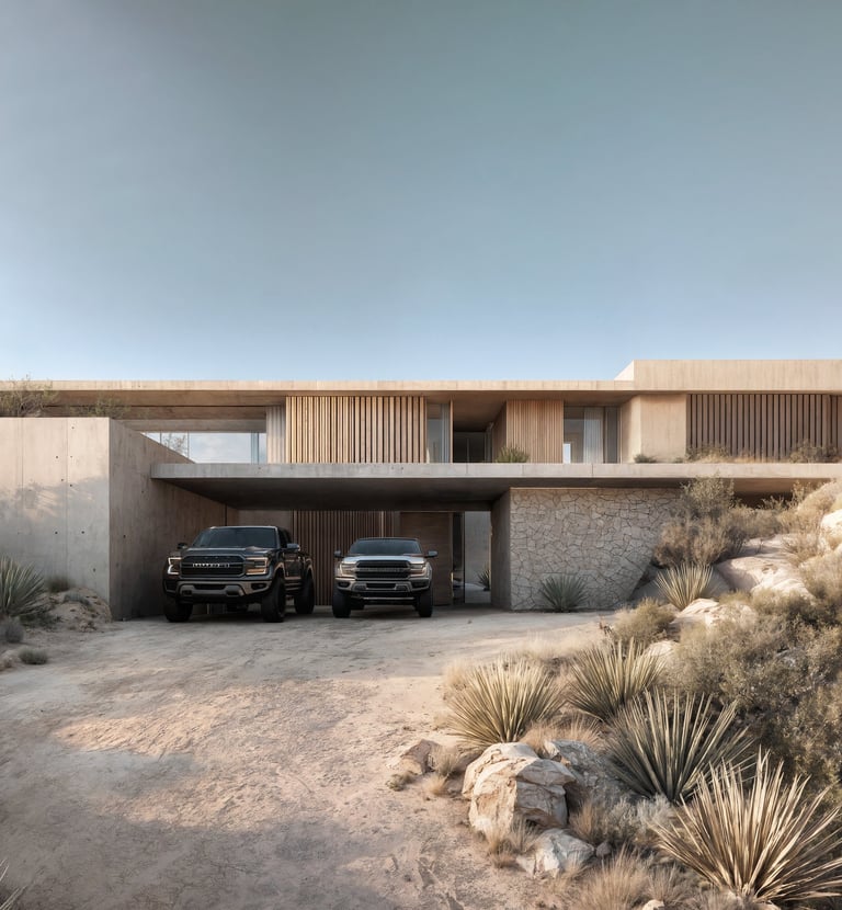 a house with two cars parked in front of a house