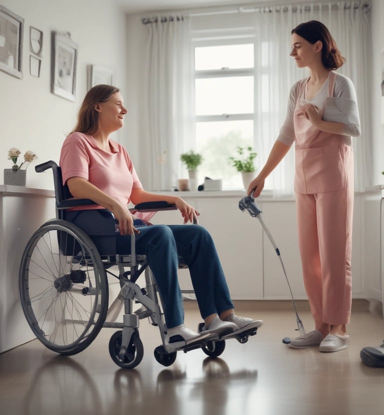 An image showing a caregiver helping with household chores.