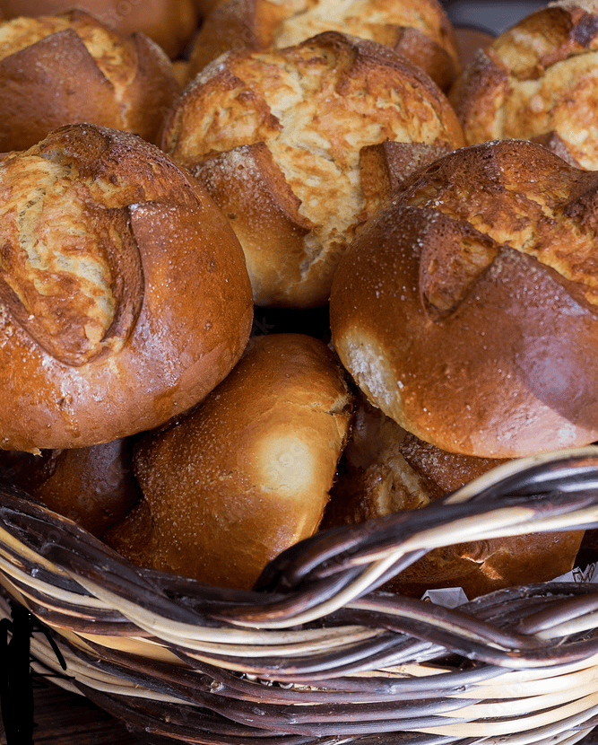 a basket of breaded rolls in a basket