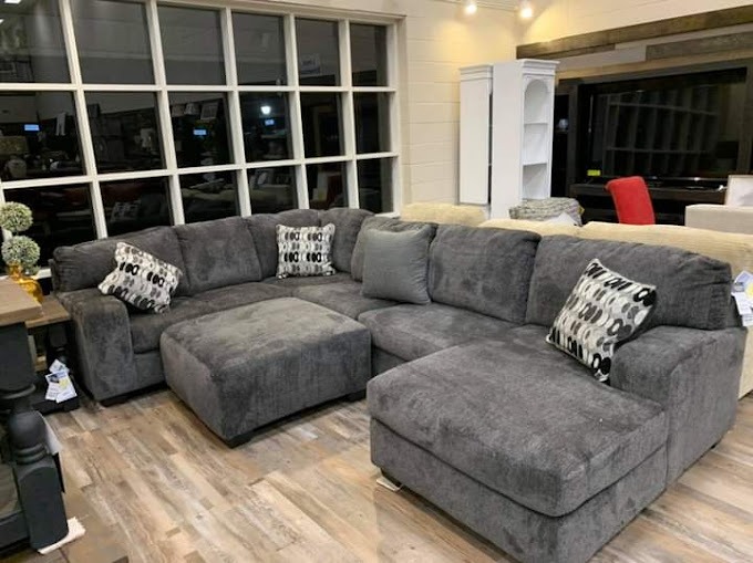 Grey velvet sectional sofa by afsar sofa repair