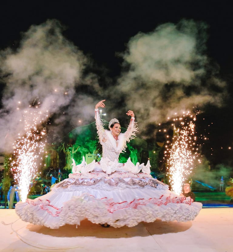 a woman in a white dress and a man in a white dress, Alter do Chão, Pará, Brazi
