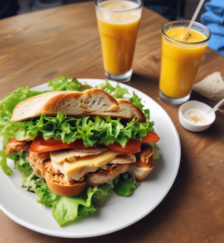 A fast-food menu showcasing various meal options, including a burger, Filet-O-Fish, and chicken nuggets, each with calorie information. The menu features images of meals accompanied by fries and soft drinks, with promotional text, including phrases like 'Make it a Meal' and 'Must Tries!'