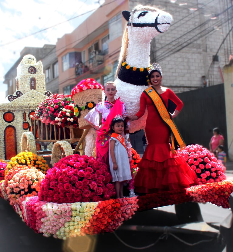 Carro alegorico flores caballo