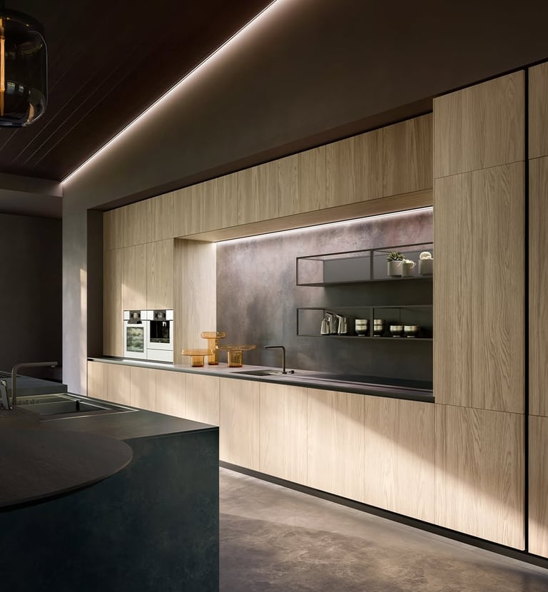 kitchen interior with high quality hardware.