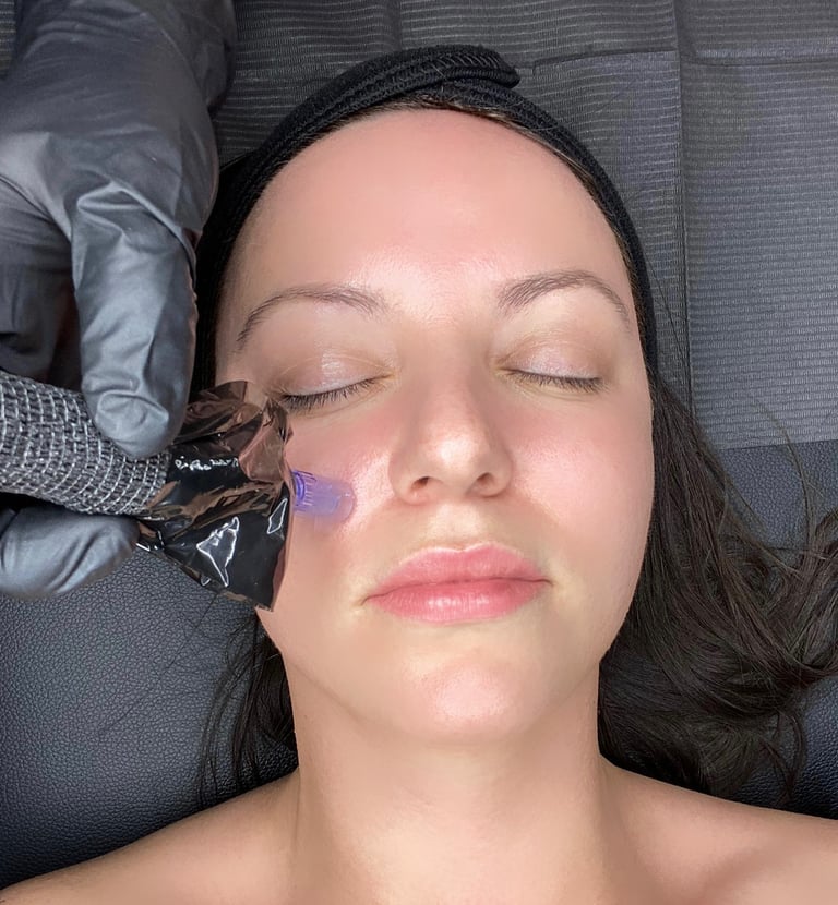 woman during microneedling session