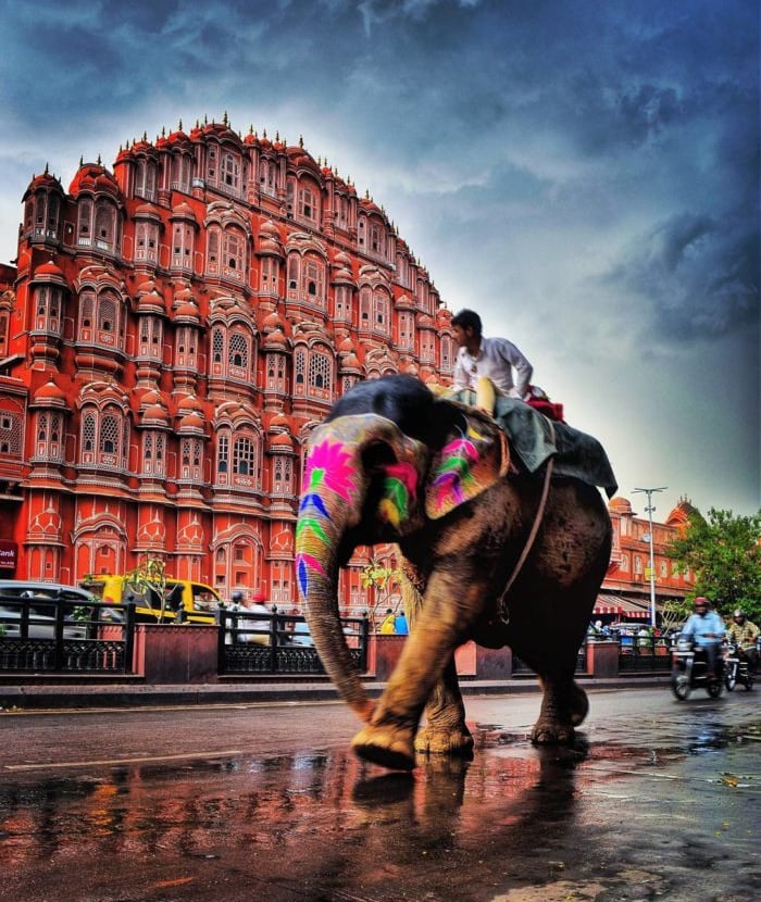Elephant ride opposite Hawa Mahal Jaipur