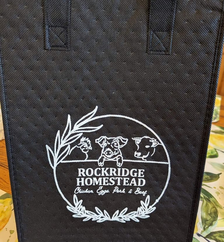 rockridge homestead product bag in black and white