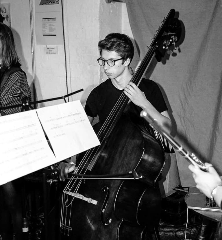 Playing double bass at Cafe OTO, Dalston, London