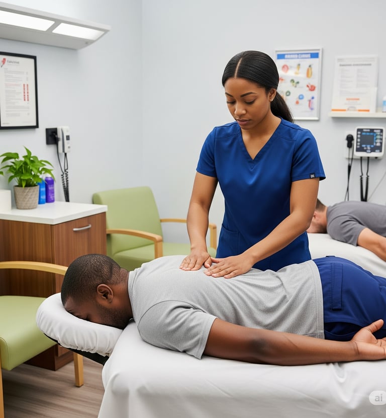 a man is getting a massage at a hospital