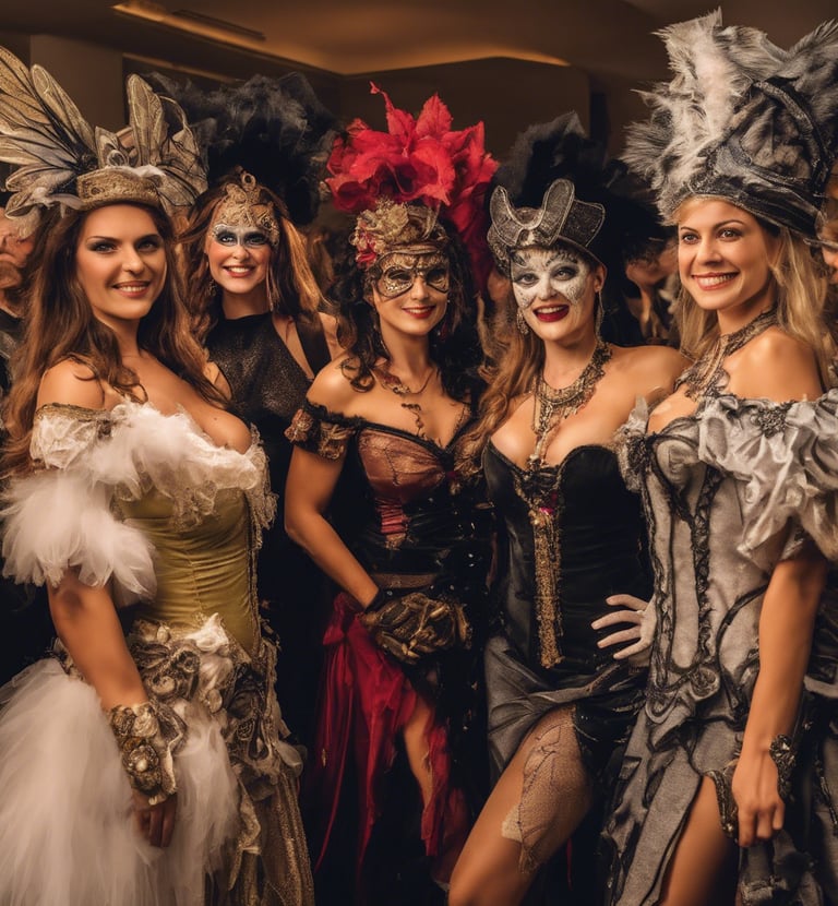 a couple of tables sitting on top of a lush green field