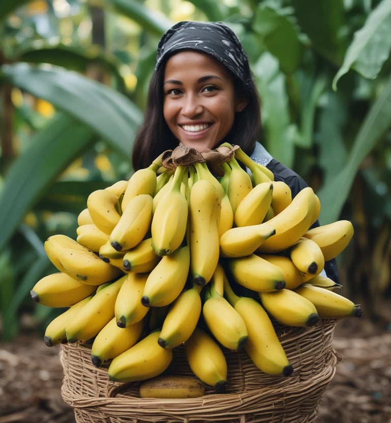 A person with curly hair wearing a leather jacket and jeans shops in a store aisle. They are holding a box labeled 'Sustainability Matters' and have a green shopping basket with fresh produce, including leafy greens.
