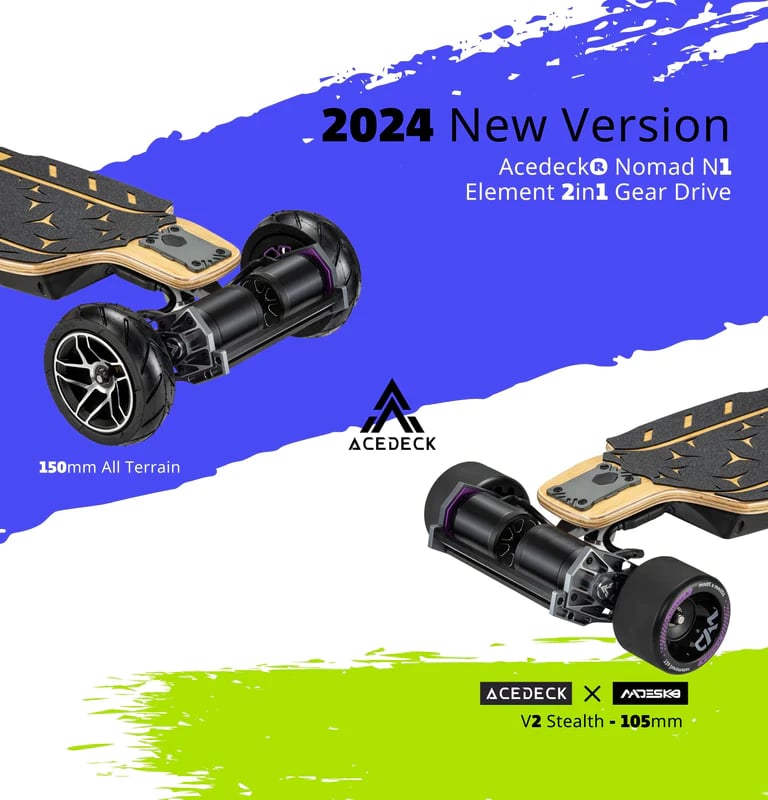 Acedeck Nomad N1 with both wheel options