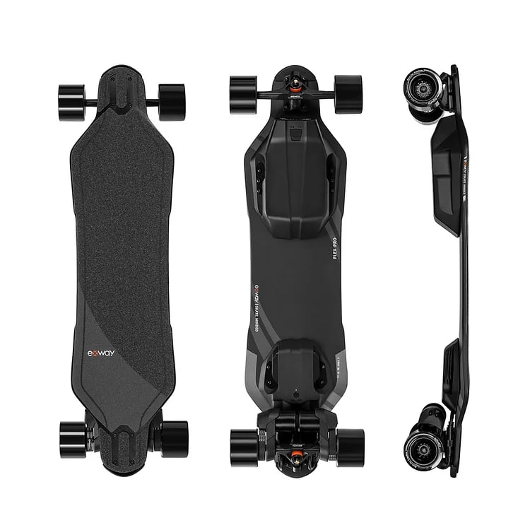 Exway Flex Pro top, side and bottom views