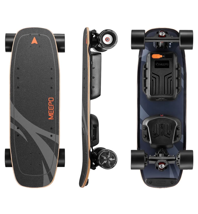 Meepo Atom Mini 3S top, side and bottom view