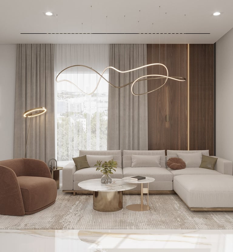 تصميم داخلي غرفة معيشة فيلا الرياض