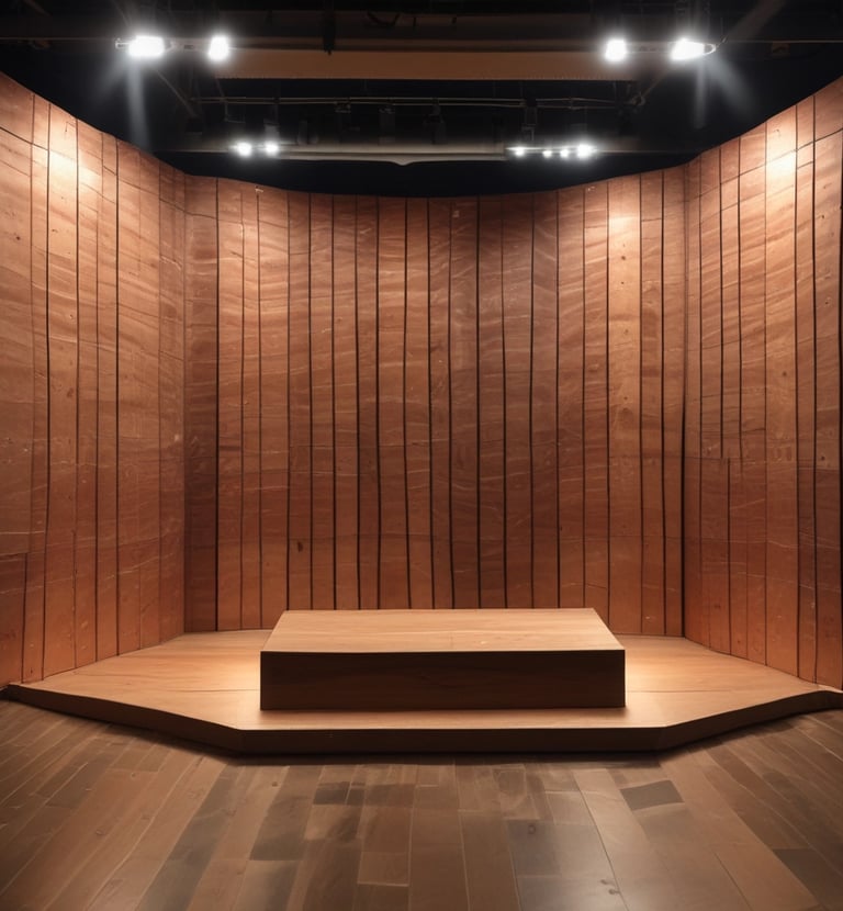 Modern apartment with sleek wooden cabinetry and decorative accents.