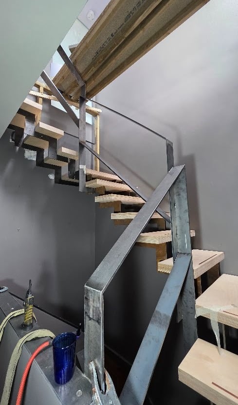 a staircase casement with a metal staircase casement