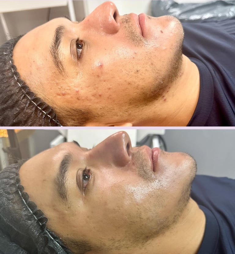 antes y despues de tratamiento facial en hombre