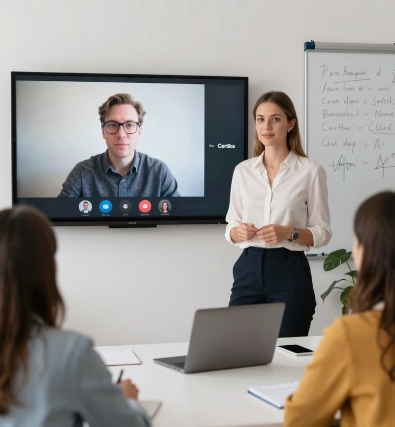 Instructor guiding professionals through practical exercises.