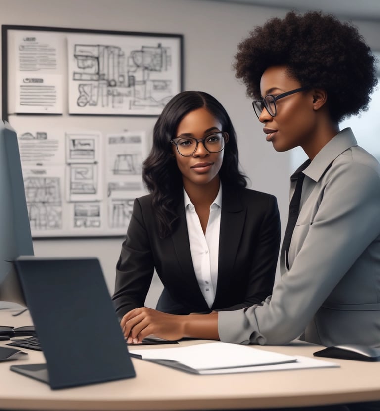 Image of a team meeting at pff helpdesk discussing IT solutions around a conference table.