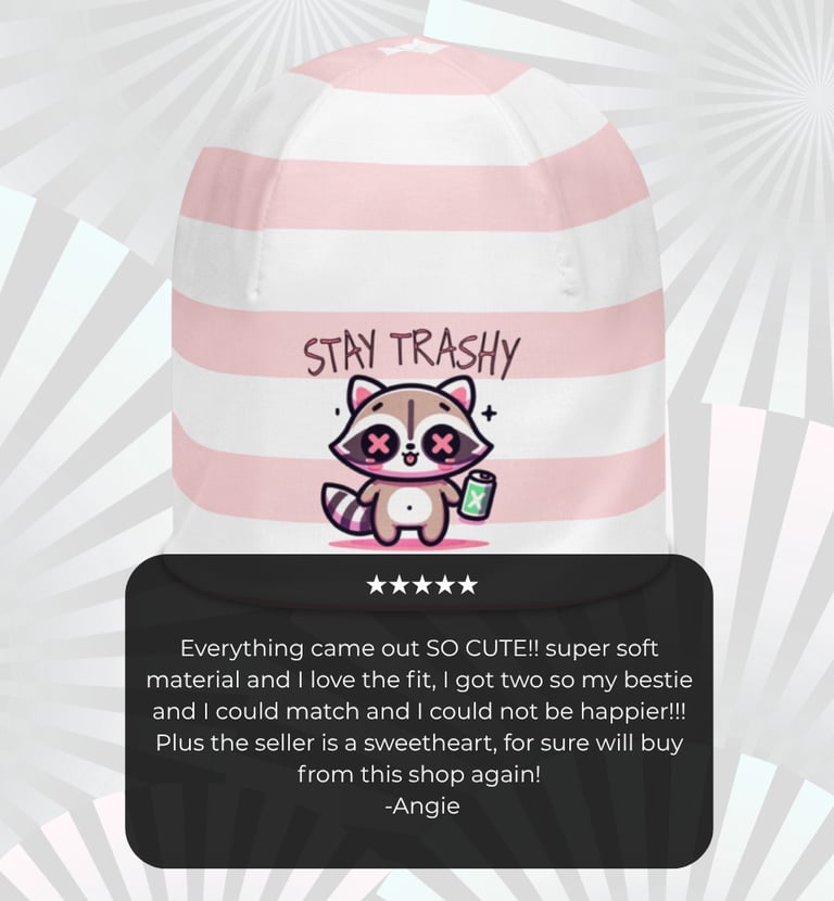 a cute little raccoon on a cute hat beanie