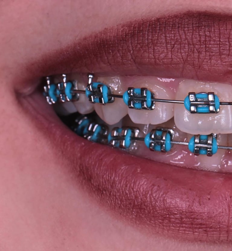 Young woman smiling during orthodontic braces treatment in Tbilisi dental clinic