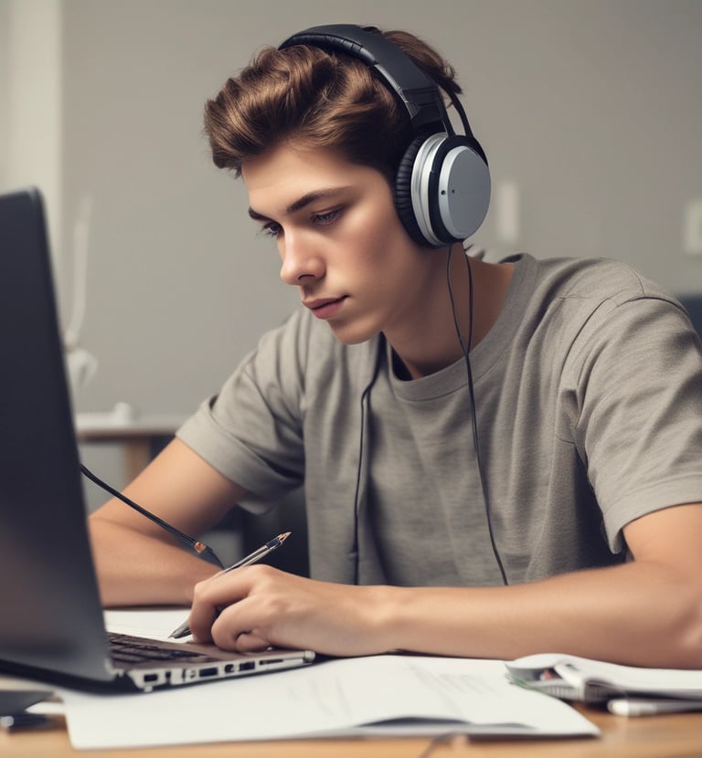 Students using technology in a modern educational setting.