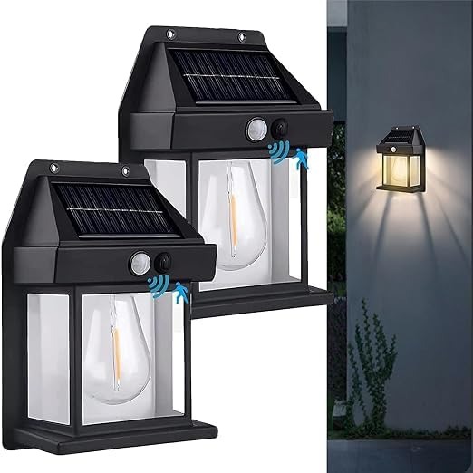 Solar Wall Lights Outdoor, Wireless Dusk to Dawn Porch Lights Fixture, Solar Wall Lantern with 3 Mod