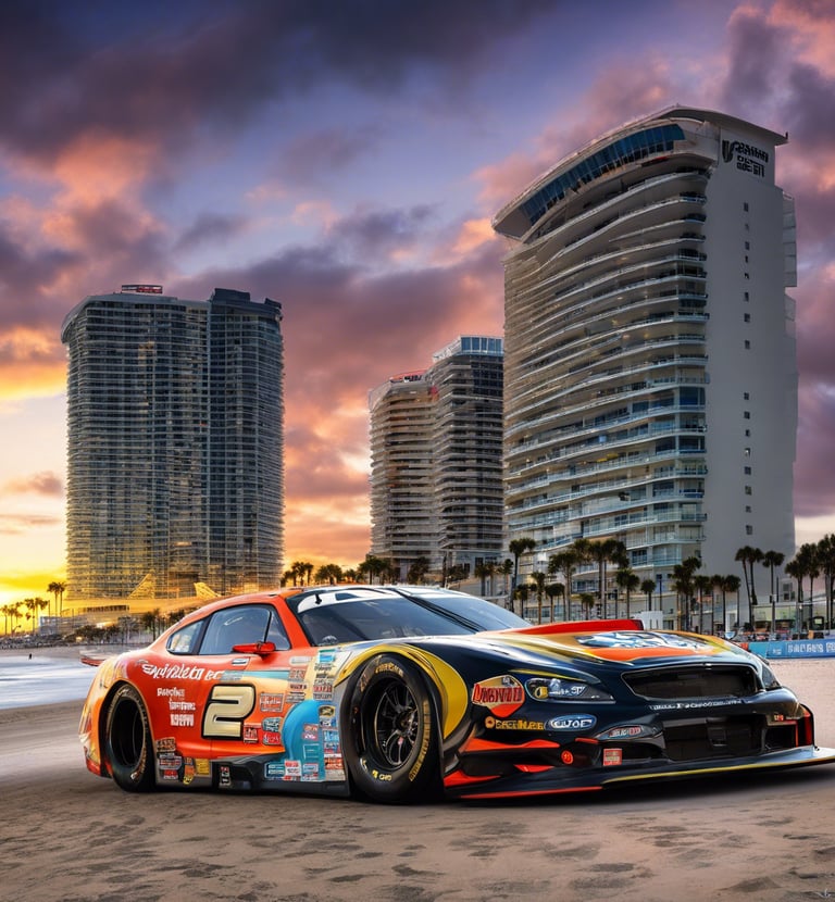 racecar Infront of Daytona beach