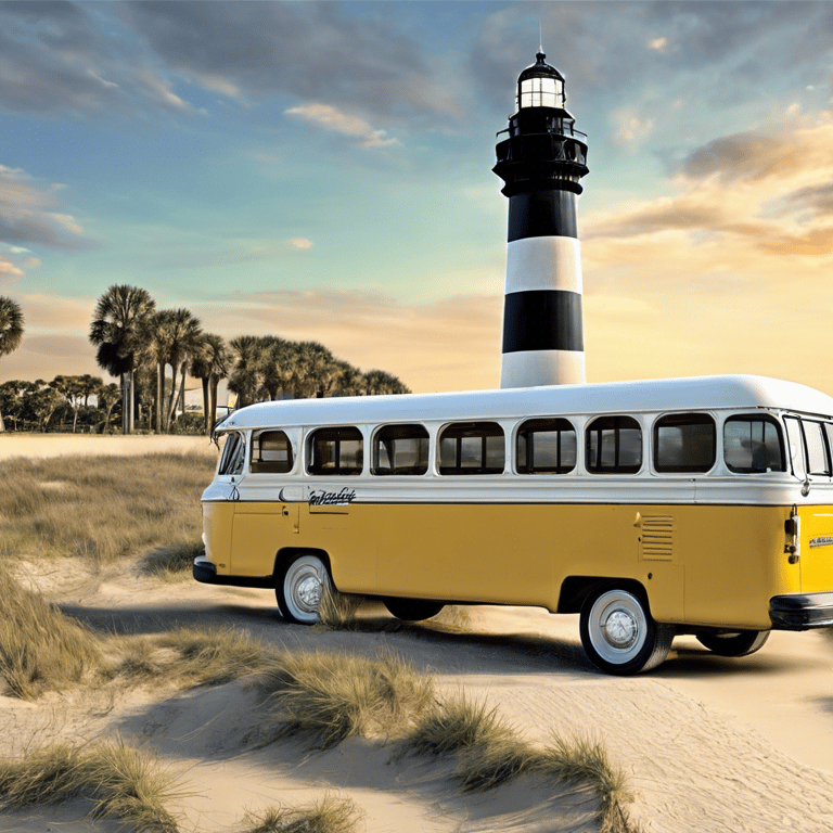 St. Augustine tour bus Infront of lighthouse