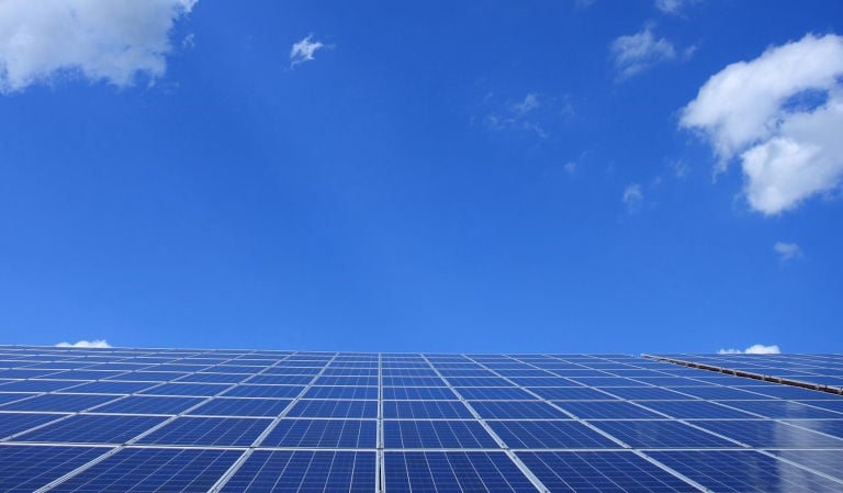 a solar paneled solar paneled on a building