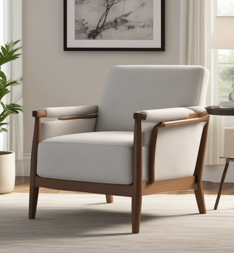 brown wooden framed yellow padded chair