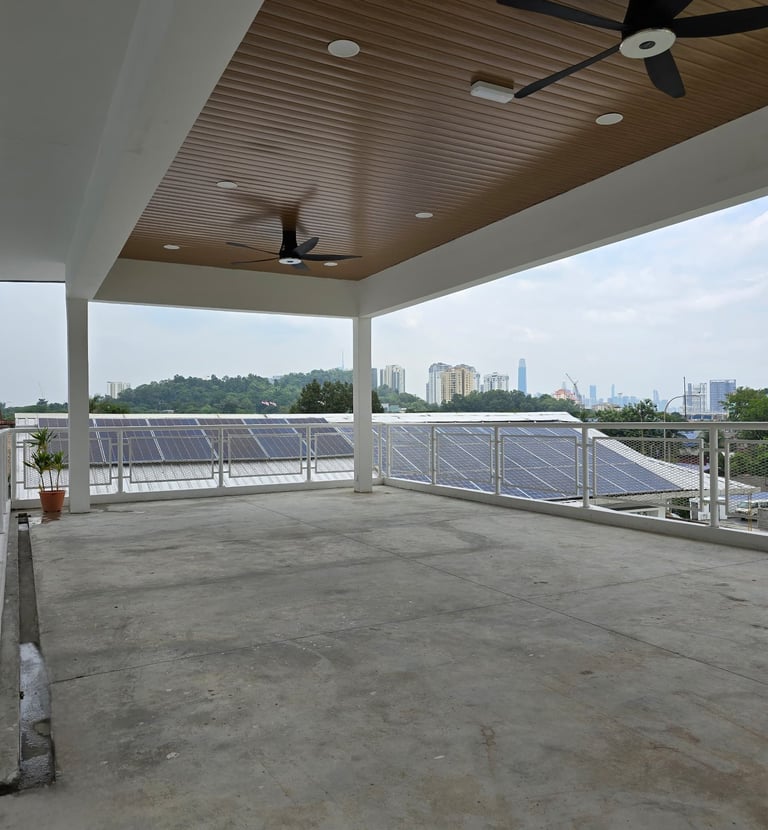 Shaded rooftop terrace in Kuari21 event space, Cheras KL