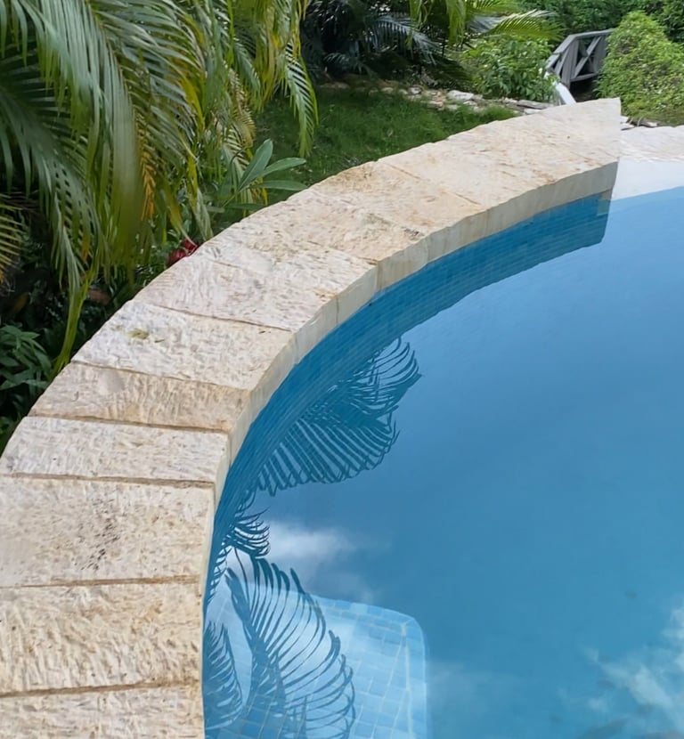 Pool coping cut and built by our team.