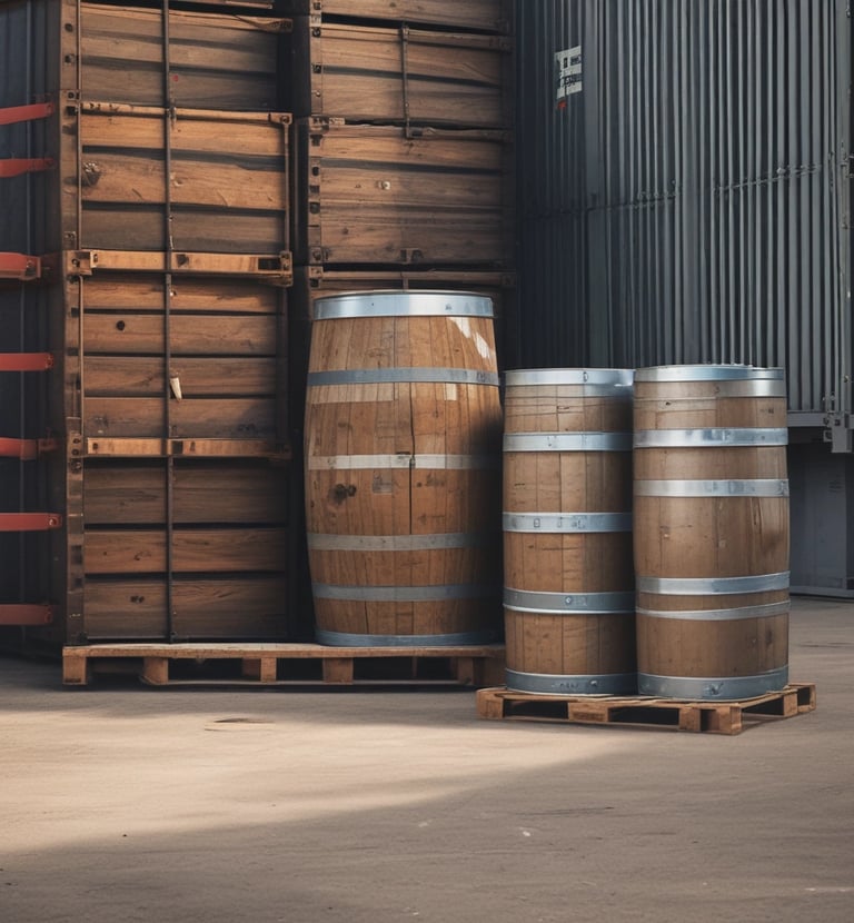 A close-up of hands securing a pallet with straps.