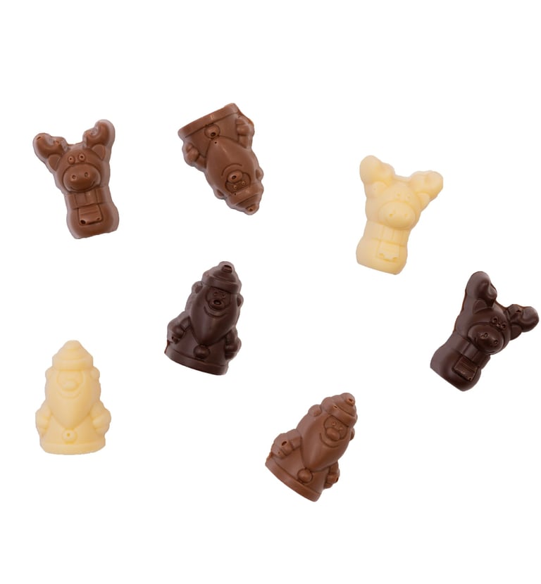 Chocolade rendieren en kerstmannen